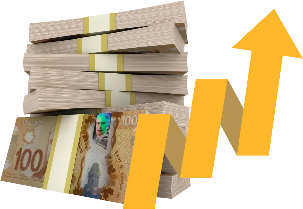 Stack of Canadian bills representing increased sales generated through the AI PRO marketing platform