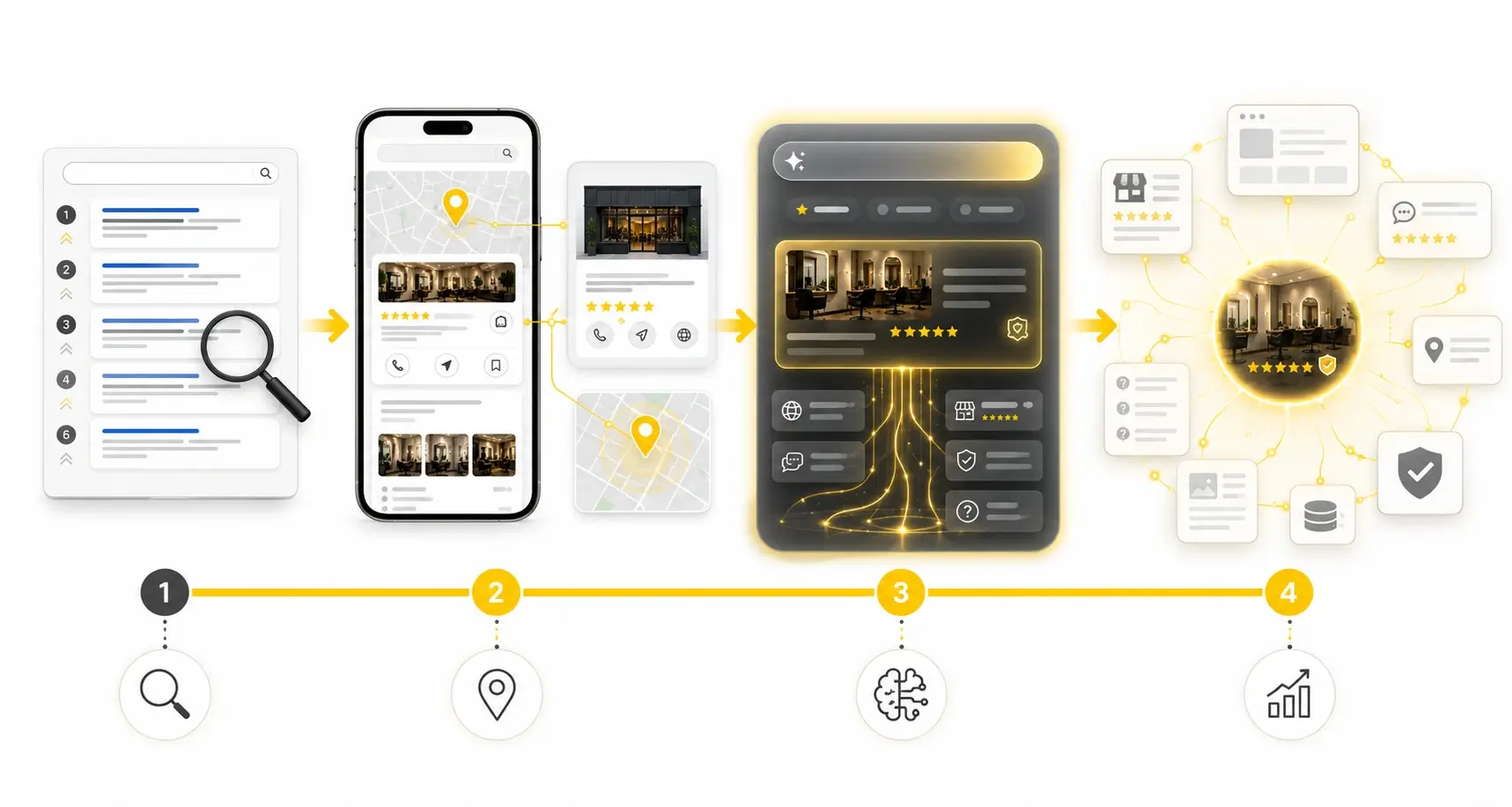 Timeline showing the evolution from traditional search engine optimization to AI-powered search and Answer Engine Optimization.