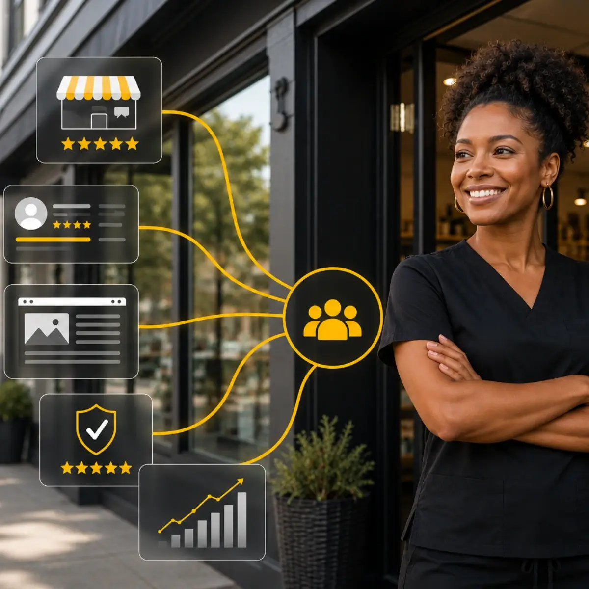 Customer using Google AI Overviews to receive AI-generated recommendations for local businesses.