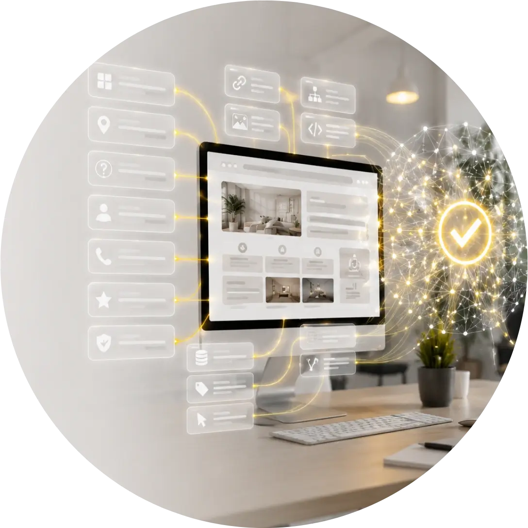 Website pages including home, service, location, FAQ, and blog content organized using Answer Engine Optimization best practices.