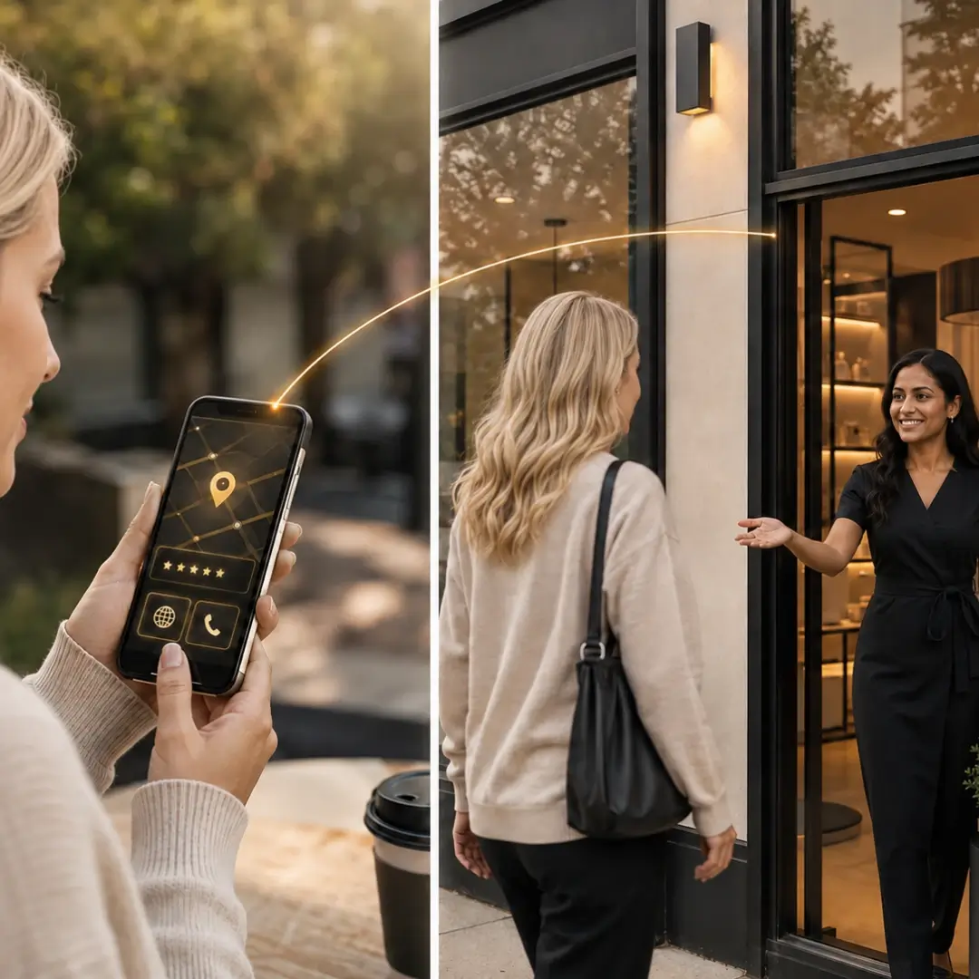 Customer discovers a local medical spa through mobile search before visiting the business.