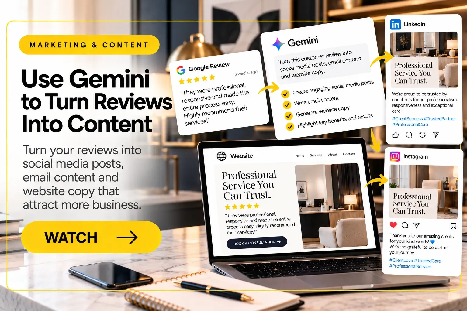 Use Gemini to Turn Reviews Into Content